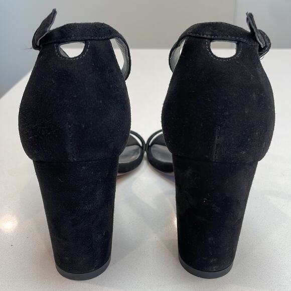 Stuart Weitzman Ankle Strap Block Heel Sandals size 36.5 black Suede - Picture 12 of 13